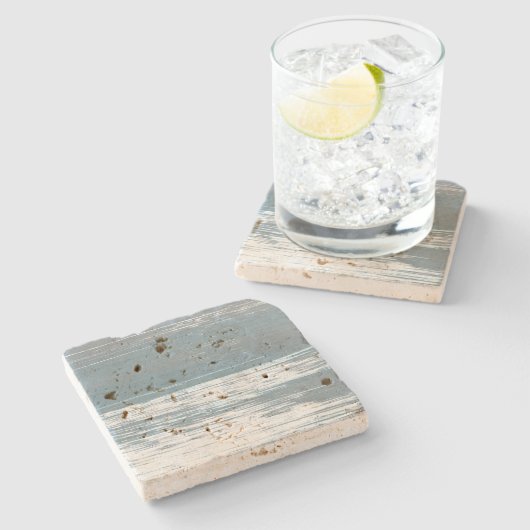 Dessous-de-verre En Pierre Lignes grises, blanches et bleues (Côté)