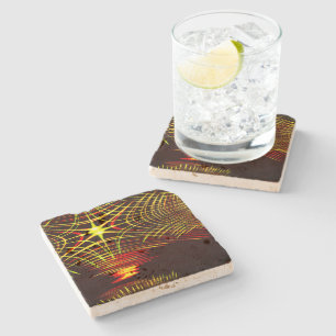 Dessous-de-verre En Pierre Lignes qui se répètent dans l'effet de vague et de