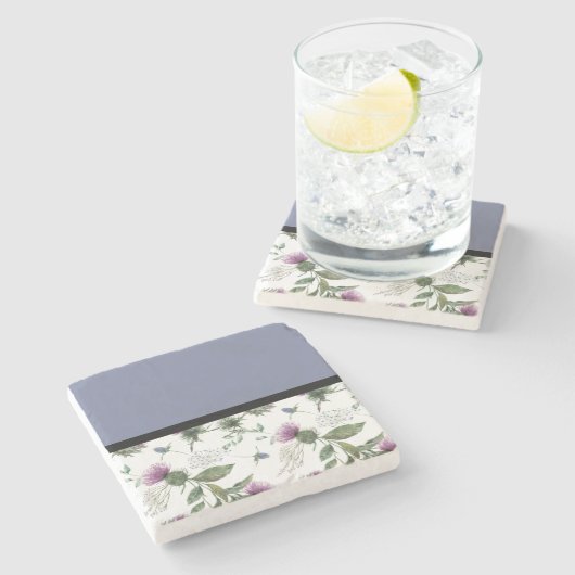 Dessous-de-verre En Pierre Lilac Floral (Côté)