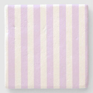 Dessous-de-verre En Pierre Lilac violet et blanc bonbons rayures