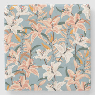 Dessous-de-verre En Pierre Lily Floral Blue Vintage Print