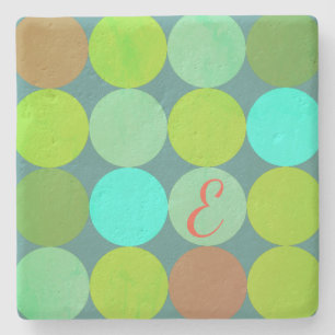 Dessous-de-verre En Pierre Lime Vert Turquoise Turquoise & Rust Cercles Monog