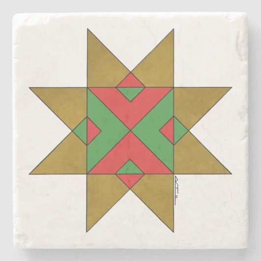 Dessous-de-verre En Pierre Lincolnshire Auseklis Witch Mark rouge et vert (Devant)