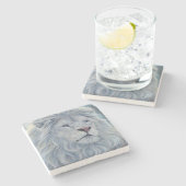 Dessous-de-verre En Pierre Lion Blanc (Côté)