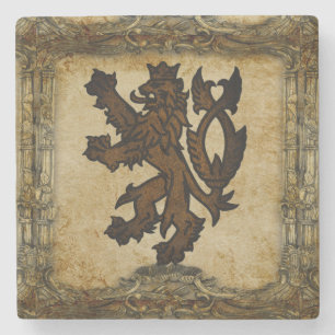 Dessous-de-verre En Pierre Lion rampant héraldique personnalisé