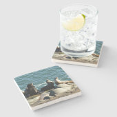 Dessous-de-verre En Pierre Lions de la mer de San Diego (Côté)