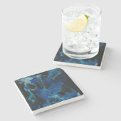 Dessous-de-verre En Pierre Liquide psychédélique bleu foncé (Côté)