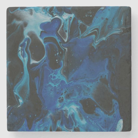 Dessous-de-verre En Pierre Liquide psychédélique bleu foncé (Devant)