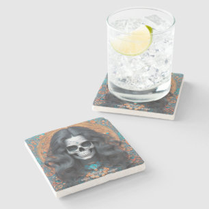 Dessous-de-verre En Pierre LITE Memento Mori Femme Skull