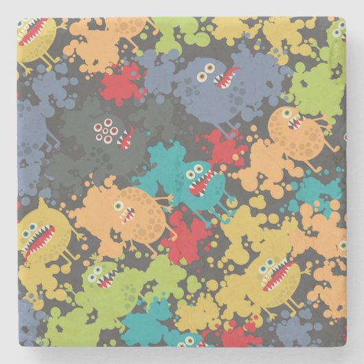 Dessous-de-verre En Pierre Little cute funny monsters (Devant)