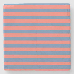 Dessous-de-verre En Pierre Lıving Coral et lignes horizontales bleu Pacifique