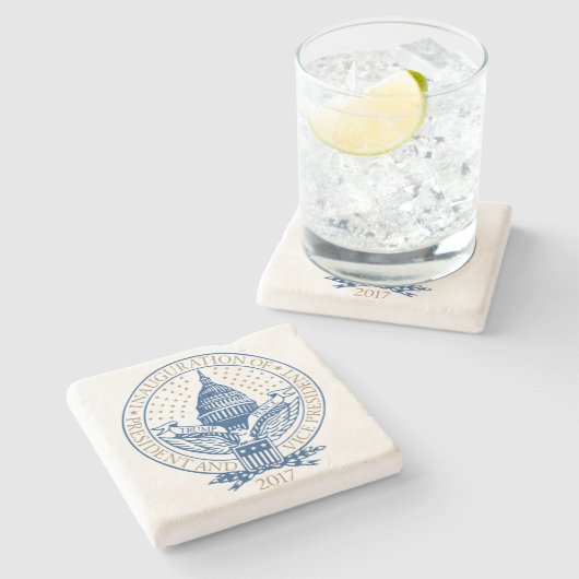 Dessous-de-verre En Pierre Logo 2017 présidentiel de penny d'atout (Côté)