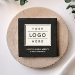 Dessous-de-verre En Pierre Logo d'entreprise carré personnalisé noir marque<br><div class="desc">dessous de verre en pierre de marque carrés personnalisés caractéristiques votre design professionnel de logo d'entreprise. Ajoutez simplement le logo de votre entreprise à l'image blanche de l'espace réservé. La couleur noire de l'arrière - plan peut être modifiée.</div>