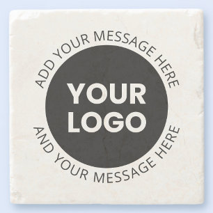 Dessous-de-verre En Pierre Logo d'entreprise & Texte modifiable Blanc & Noir