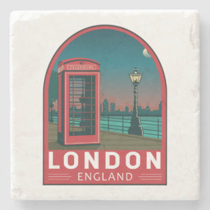 Dessous-de-verre En Pierre Londres Angleterre Retro Travel Art Vintage