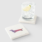 Dessous-de-verre En Pierre Long Haied Dachshund Geo Silhouette violet (Côté)