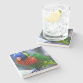 Dessous-de-verre En Pierre Lorikee rouge vert jaune bleu bleu photo moderne (Côté)