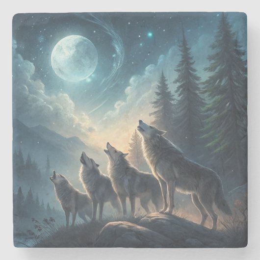 Dessous-de-verre En Pierre Loups (Devant)