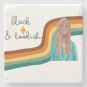 Dessous-de-verre En Pierre Louveur de livre rétros noir et livre