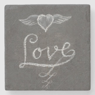 Dessous-de-verre En Pierre Love and Heart in Chalk Chalkboard