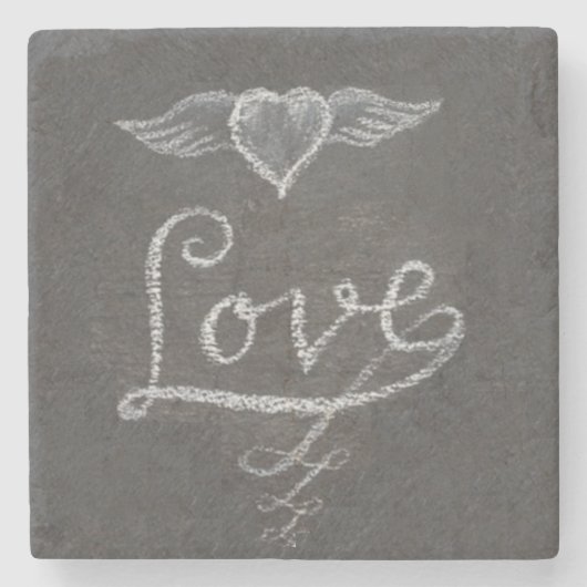 Dessous-de-verre En Pierre Love and Heart in Chalk Chalkboard (Devant)