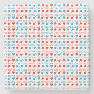 Dessous-de-verre En Pierre LOVE est une citation LOVE en rouge et bleu
