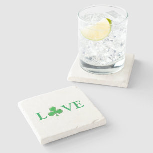Dessous-de-verre En Pierre Love Green Clover Shamrock St. Patrick's Day