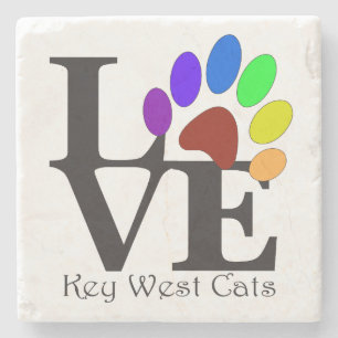 Dessous-de-verre En Pierre LOVE Key West Cats