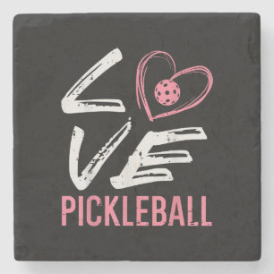 Dessous-de-verre En Pierre Love Pickleball Coeur Pickle Ball Femmes Filles En