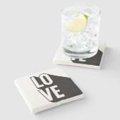 Dessous-de-verre En Pierre Love Retro Long Shadow Typographie (Côté)