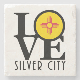 Dessous-de-verre En Pierre LOVE Silver City Nouveau-Mexique