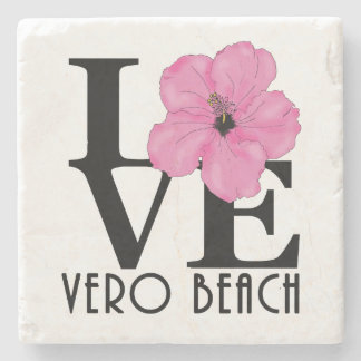 Dessous-de-verre En Pierre LOVE Vero Beach Hibiscus rose