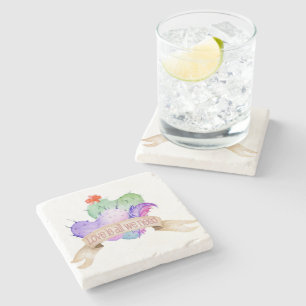 Dessous-de-verre En Pierre Love Watercolor Cactus