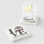 Dessous-de-verre En Pierre LOVE Weed California (Côté)