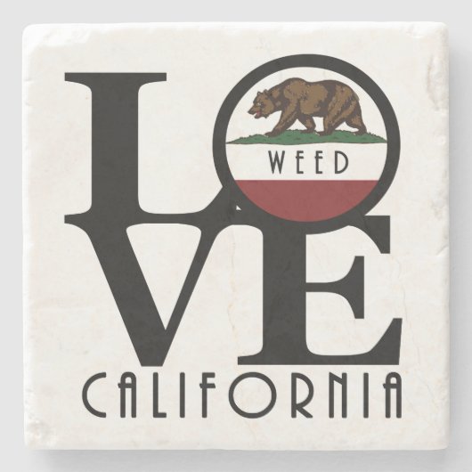 Dessous-de-verre En Pierre LOVE Weed California (Devant)
