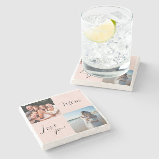 Dessous-de-verre En Pierre "Love you Mom" cadeau photo sentimental pour les m