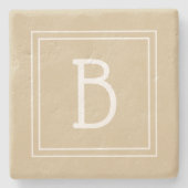 Dessous-de-verre En Pierre Lumière neutre monogramme Brown et blanche initial (Devant)