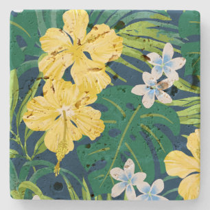 Dessous-de-verre En Pierre Luna Hibiscus Garden Hawaiian - Jaune et Marine
