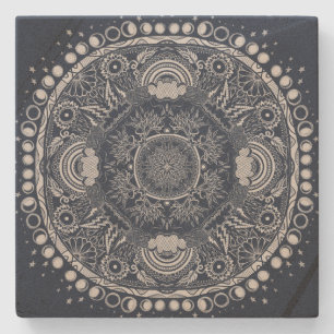 Dessous-de-verre En Pierre Lune Mandala Lune Enfant Yoga