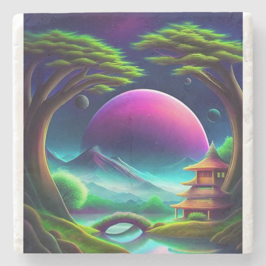 Dessous-de-verre En Pierre Lune violette (Devant)