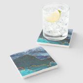 Dessous-de-verre En Pierre Lux Peacock Agate & Gold (Côté)