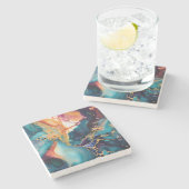 Dessous-de-verre En Pierre Luxe Elégant Marbre Abstrait Belle (Côté)