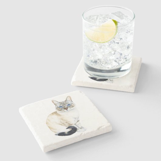 Dessous-de-verre En Pierre Lynx Point Siamese Chat (Côté)