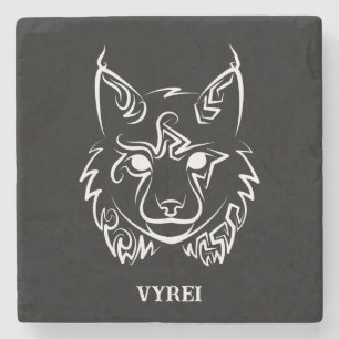 Dessous-de-verre En Pierre Lynx tribale noire et blanche