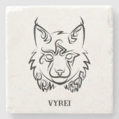 Dessous-de-verre En Pierre Lynx tribale noire et blanche (Devant)