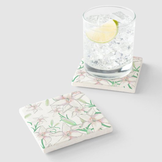 Dessous-de-verre En Pierre Lys blancs (Côté)