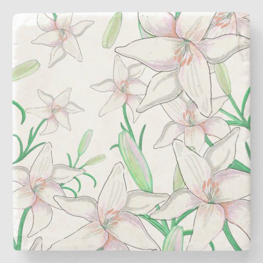 Dessous-de-verre En Pierre Lys blancs (Devant)