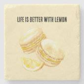 Dessous-de-verre En Pierre Macarons Jaune Citron (Devant)