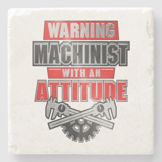 Dessous-de-verre En Pierre Machiniste Avec Une Attitude Ingénieur Mécanique (Devant)