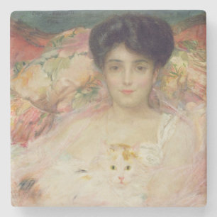 Dessous-de-verre En Pierre Madame avec un chat, 1904